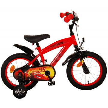 Bicicleta pentru baieti Disney Cars, 14 inch, culoare rosu/negru, frana de mana fata si contra spate
