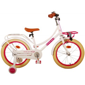 Bicicleta pentru fete Volare Excellent, 18 inch, culoare alb, frana de mana fata si frana contra spate