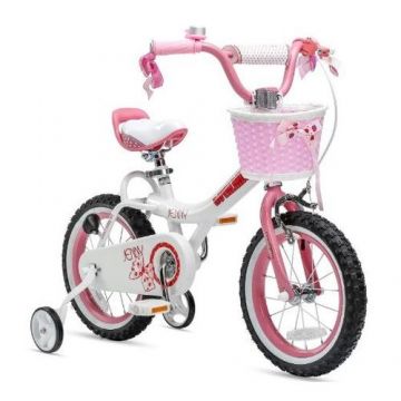 Bicicleta Copii 3-5 ani Royal Baby Jenny Children 14inch, Roti 14 Inch, Frana fata C-Brake, Frana spate Torpedo, Roti Ajutatoare, Alb