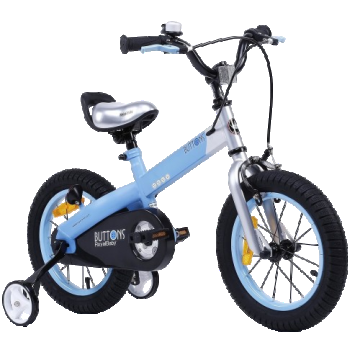 Bicicleta Copii 3-5 ani Royal Baby Matt Button Children 14inch, Roti 14 Inch, Frana fata C-Brake, Frana spate Torpedo, Roti Ajutatoare, Albastru