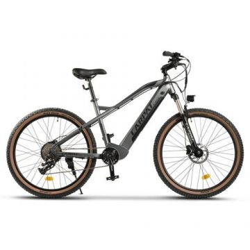 Bicicleta Electrica MTB Hidraulica Carpat C275H7E 27.5inch, Schimbator spate L-TWOO 11 viteze, Roti 27.5 Inch, Motor 250W, Autonomie Max 60 Km, Baterie integrata in cadru Litiu-Ion 36V 10.4Ah, Gri/Negru