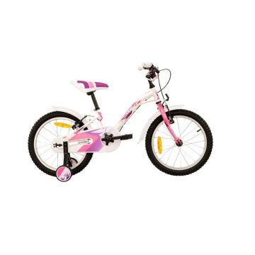 Bicicleta pentru fete 16 inch cu roti ajutatoare Max Bike Alloy Alice Alb