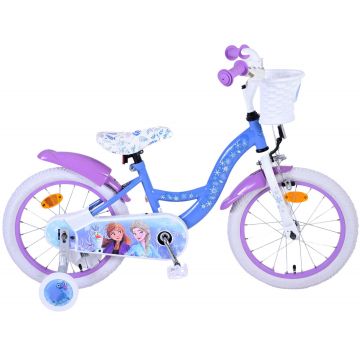 Bicicleta pentru fete Disney Frozen 2, 16 inch, culoare albastru/violet, frana de mana fata si contra