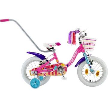 Bicicleta Copii Polar 2024 IceCream, roti 14inch, cadru otel, frana V-brake (Roz)