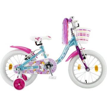 Bicicleta Copii Polar 2024 Unicorn baby, roti 16inch, cadru otel (Albastru/Roz)