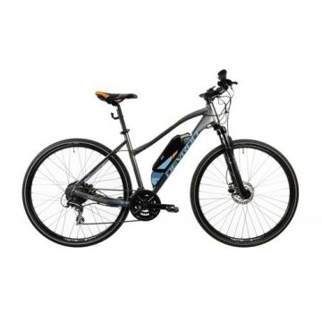 Bicicleta Electrica Devron 28162, roti 28inch, cadru aluminiu L, 16 viteze (Gri)