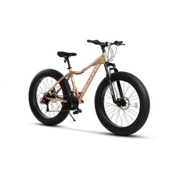 Bicicleta Fat-Bike Velors Mars  V2605, Schimbator Shimano Tourney, 21 Viteze, Roti 26 Inch, Frane pe Disc (Maro)