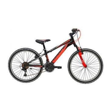 Bicicleta MTB Adriatica Rock, roti 24inch,  18 viteze, cadru 350 mm, FraneV-BRAKE (Negru/Portocaliu)