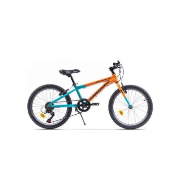 Bicicleta MTB Copii Pegas Mini Drumet, 20'', Portocaliu-Turcoaz