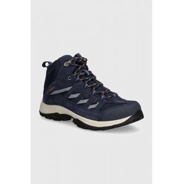 Columbia pantofi Crestwood Mid Waterproof femei, culoarea albastru marin, 2099861