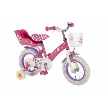 EandL Cycles - Bicicleta cu pedale , Minnie Mouse, 12 , Cu roti ajutatoare, Multicolor