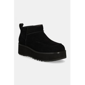 UGG cizme de zapada din piele intoarsa Cityfunc Ultra Mini culoarea negru, 1158193-BLK