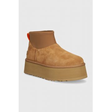 UGG cizme de zapada din piele intoarsa Classic Mini Dipper culoarea maro, 1168170-CHE