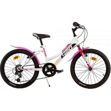 Bicicleta copii 6-9 ani, 20 inch, Mtb Fete Sport Alb, Dino Bikes DB420D0509WP