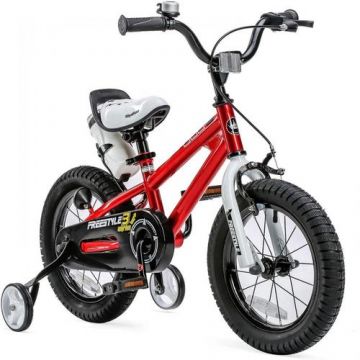 Bicicleta copii Royal Baby Freestyle, roti 12inch, cadru otel, roti ajutatoare (Rosu)