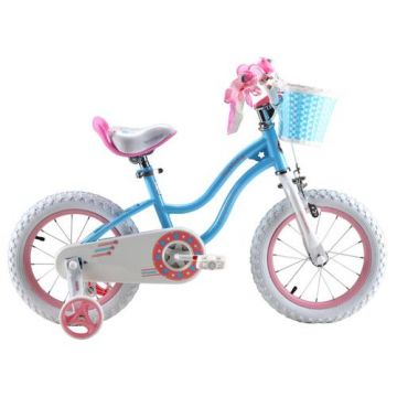 Bicicleta copii Royal Baby Star Girl, roti 12inch, cadru otel, roti ajutatoare (Roz/Albastru)