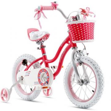 Bicicleta copii Royal Baby Star Girl, roti 12inch, cadru otel, roti ajutatoaret (Roz)