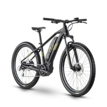 Bicicleta Electrica Raymon HardRay E 2.0, roti 27.5 Inch, cadru aluminiu 360mm XS, Autonomie 100 km, motor 250W, baterie 500Wh, Negru/Verde