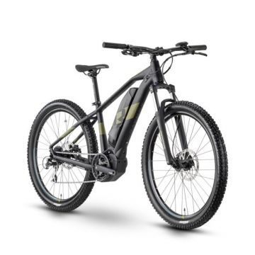 Bicicleta Electrica Raymon HardRay E 2.0, roti 27.5 Inch, cadru aluminiu 500mm L, Autonomie 100 km, motor 250W, baterie 500 Wh, Negru/Verde