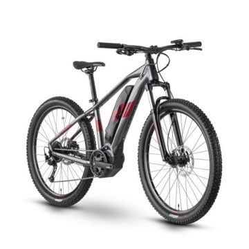 Bicicleta Electrica Raymon HardRay E 3.0, roti 29 Inch, cadru aluminiu L, Autonomie 100 km, motor 250W, baterie 500 Wh, Gri/Rosu