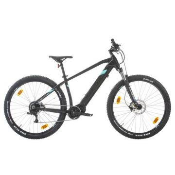 Bicicleta electrica Sprint E-MTB Pulse, roti 29inch, cadru 480mm L, motor 250W, baterie 36V/450Wh, 12.5Ah, frane hidraulice pe disc (Negru/Turcoaz)