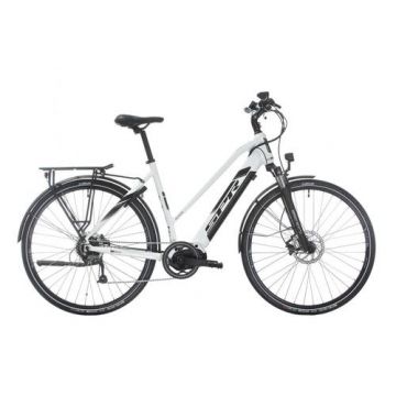 Bicicleta electrica Sprint E-Trekking Faster Plus Lady, roti 28inch, motor 250W, baterie 36V/450Wh, 12.5Ah, frane hidraulice pe disc (Alb)