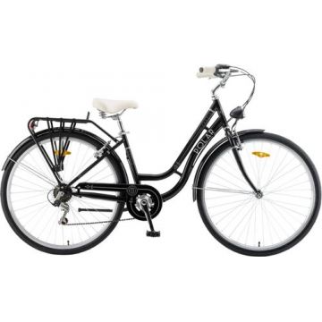 Bicicleta Oras Polar Grazia Retro 6s, roti 28 inch, carul otel L, 6 Viteze, Negru