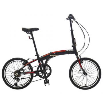 Bicicleta Pliabila Polar Practic 20, roti 20 Inch, 7 viteze, Frana V - Brake, cadru otel 260mm, Negru/Rosu