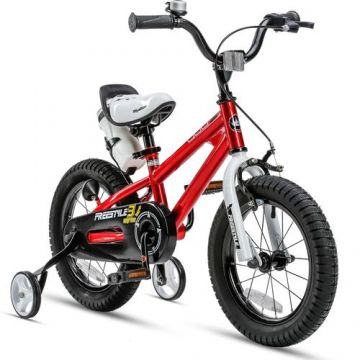 Bicicleta Royal Baby Freestyle Coaster Brake, roti 16inch, cadru otel, frana U-Brake, roti ajutatoare (Rosu)