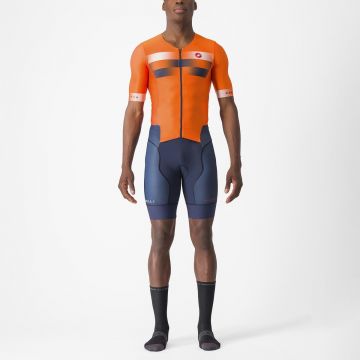 Costum de triatlon cu maneca scurta Castelli Free Sanremo SS Portocaliu/Indigo M