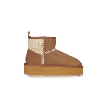 Emu Australia cizme de zapada din piele intoarsa Stinger Knit Flatform culoarea maro, W13143.CHES