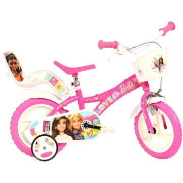 Bicicleta copii, Dino Bikes, Barbie, 12 inci, Cadru din otel, 3-5 ani, Roz