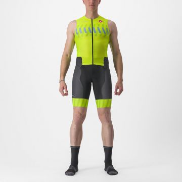 Costum de triatlon fara maneci Castelli Free Sanremo SL Galben Fluo/Negru M