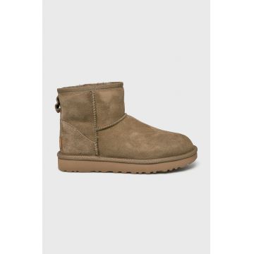 UGG cizme de zapada din piele intoarsa femei, culoarea verde,