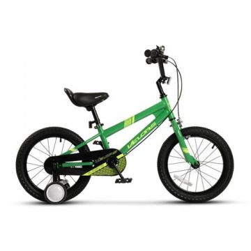 Bicicleta copii 4-6 ani BMX VELORS Flash V1603B, roti 16inch, frane C-Brake fata spate, cauciucuri late tip MTB, roti ajutatoare, Verde