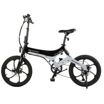 Bicicleta electrica pliabila MS ENERGY eBike i20, roti 20inch, autonomie maxima 50 km, motor 250W, baterie LG 36V/7.8Ah (Negru/Alb)