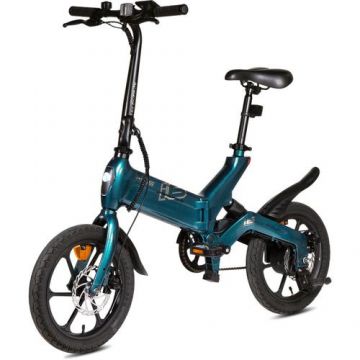 Bicicleta electrica pliabila MS ENERGY eBike i6, roti 16inch, autonomie maxima 60 km, motor 250W, baterie LG 36V/10Ah (Negru/Verde)