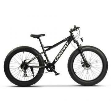 Bicicleta MTB-Fat Bike CARPAT Bigone C26278G, Schimbator spate Shimano Altus, 16 Viteze, Roti 26 Inch, Frane Mecanice Disc, Negru/Alb