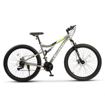 Bicicleta MTB-Full Suspension Fat Bike Velors Dynamic V27304AG, roti 27.5inch, 21 viteze, Gri/Verde