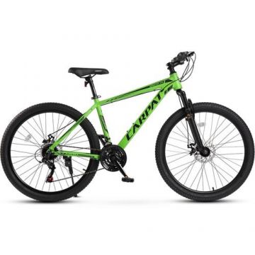 Bicicleta MTB-HT Carpat Spartan 2.6 C26322C, roti 26inch, Cadru Aluminiu, 21 viteze, Verde/Negru