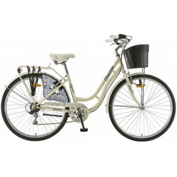 Bicicleta Oras Polar 2023 Grazia 6s, roti  28 inch, cadru otel M, 6 viteze, Alb