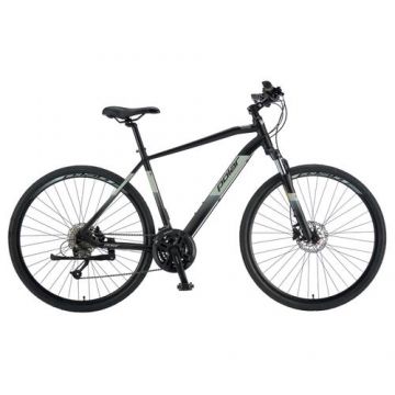 Bicicleta Trekking Polar Forester Pro, roti 28 Inch, cadru aluminiu L, 24 viteze (Negru/Gri)